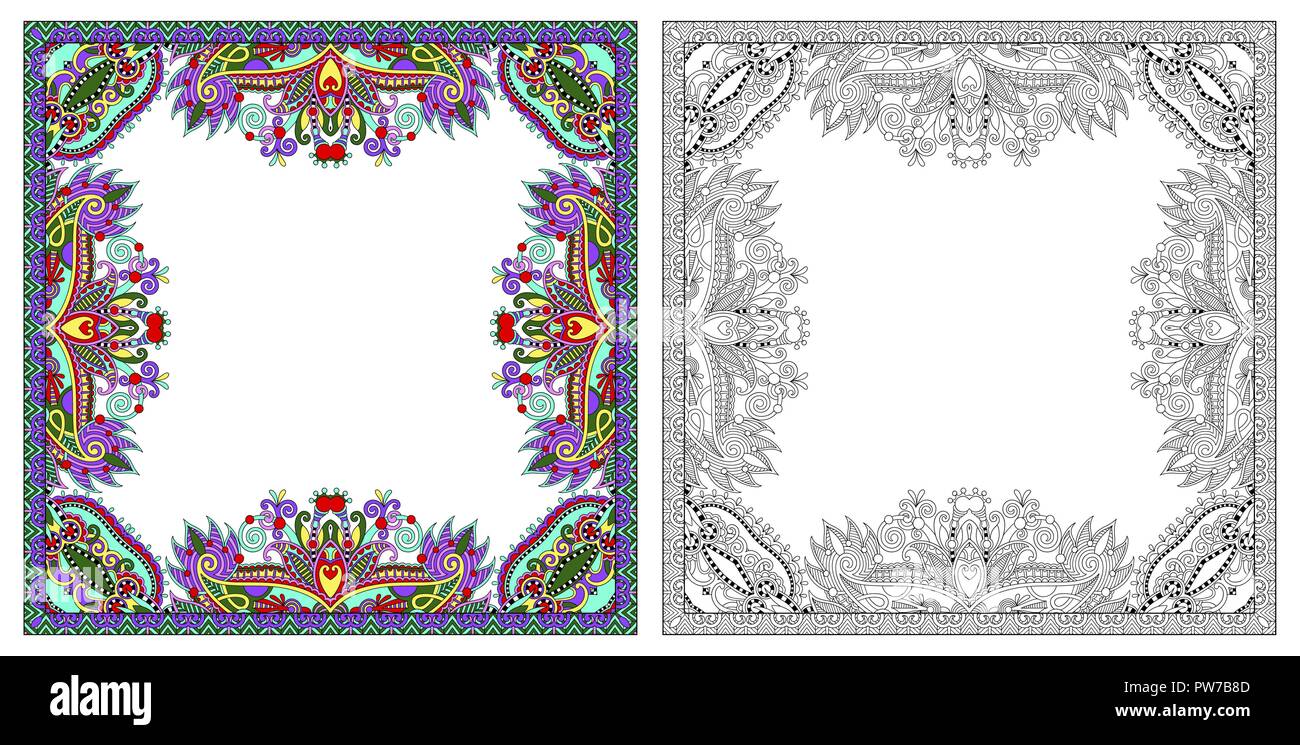 Malvorlagen, Malbuch für Erwachsene, authentische Teppich Desig Stock Vektor