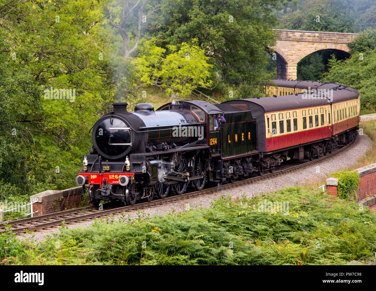 Dampflok auf der NYMR, North Yorkshire Stockfoto