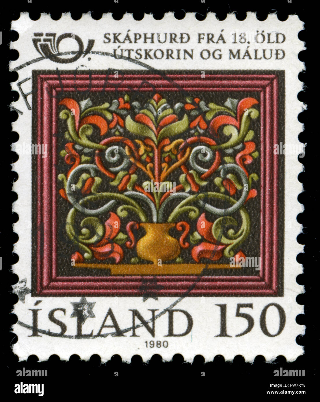 Poststempel Stempel von Island im Norden Serie 1980 ausgestellt Stockfoto