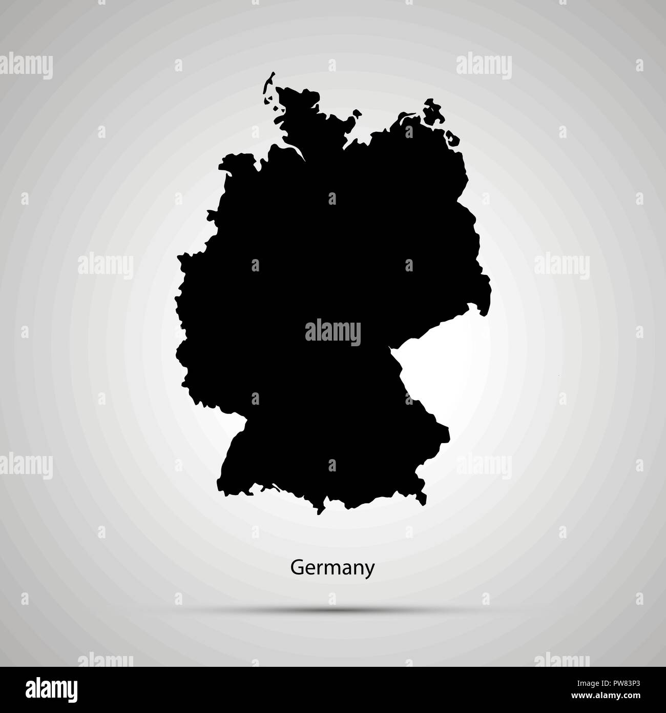 Deutschland Landkarte, einfache schwarze Silhouette Stock Vektor