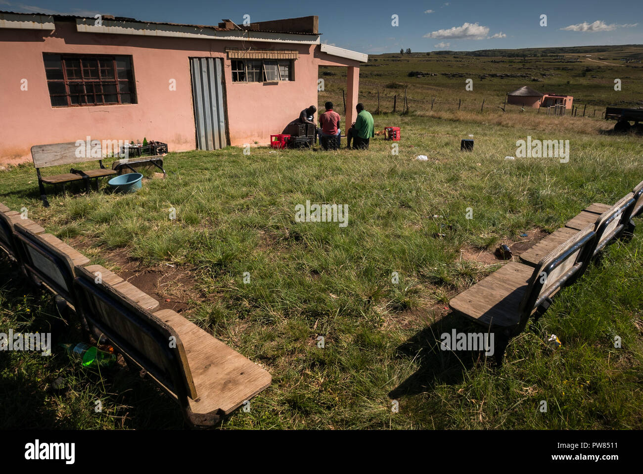 Eine shebeen in der Nähe von xolobeni in der Südafrikanischen Eastern Cape, wo ein australisches Bergbauunternehmen Planung ist mein Dünen für Titan Streifen Stockfoto