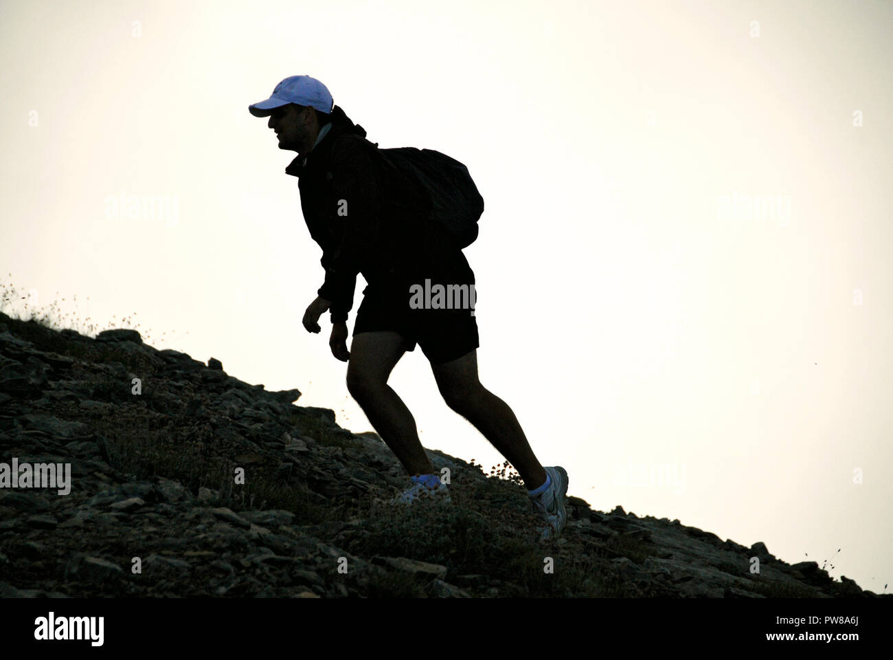 Griechenland, ein Bergsteiger am Berg Olymp. Stockfoto
