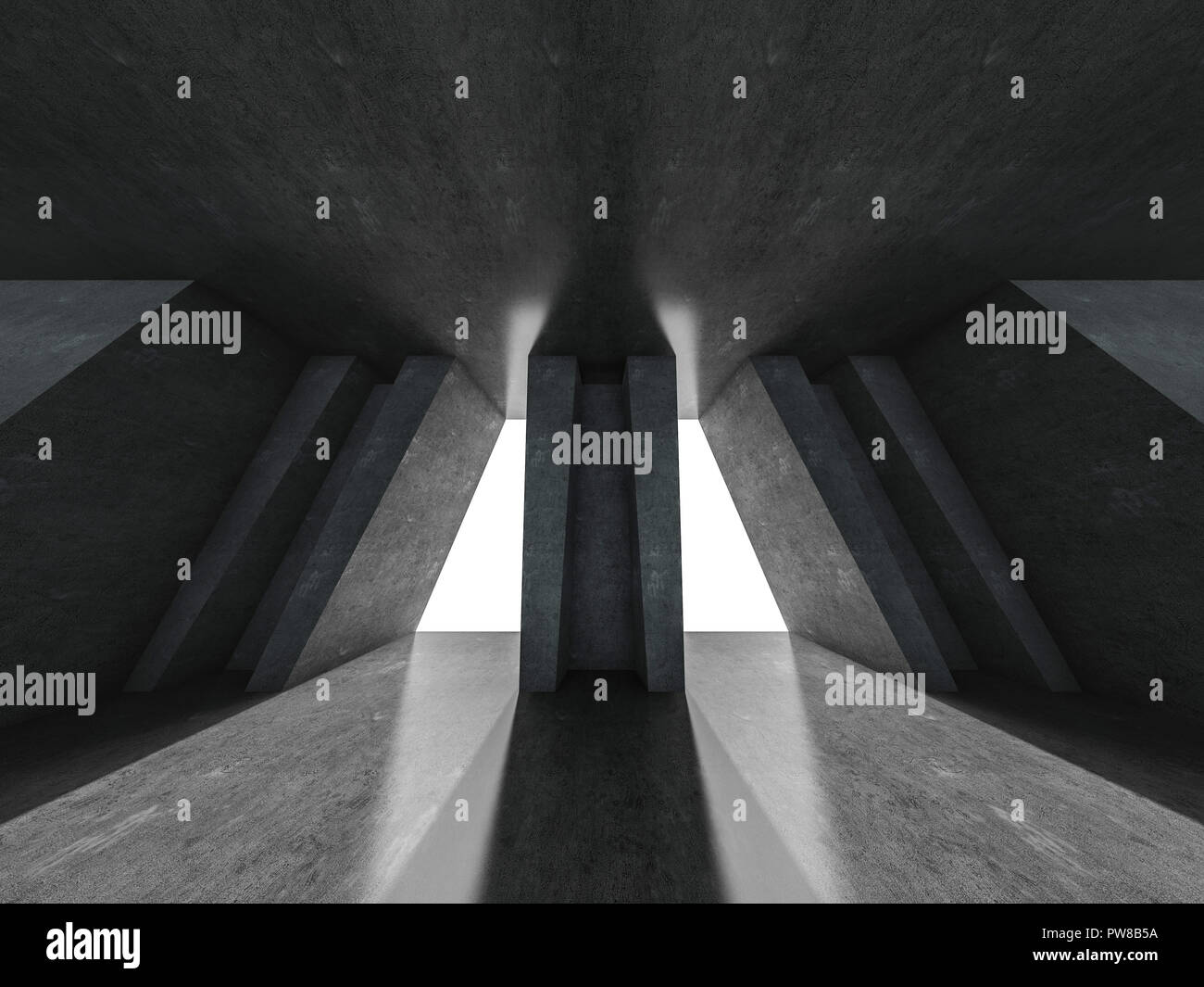 Abstrakte moderne Architektur Hintergrund, leeren Raum. 3D-Rendering Stockfoto