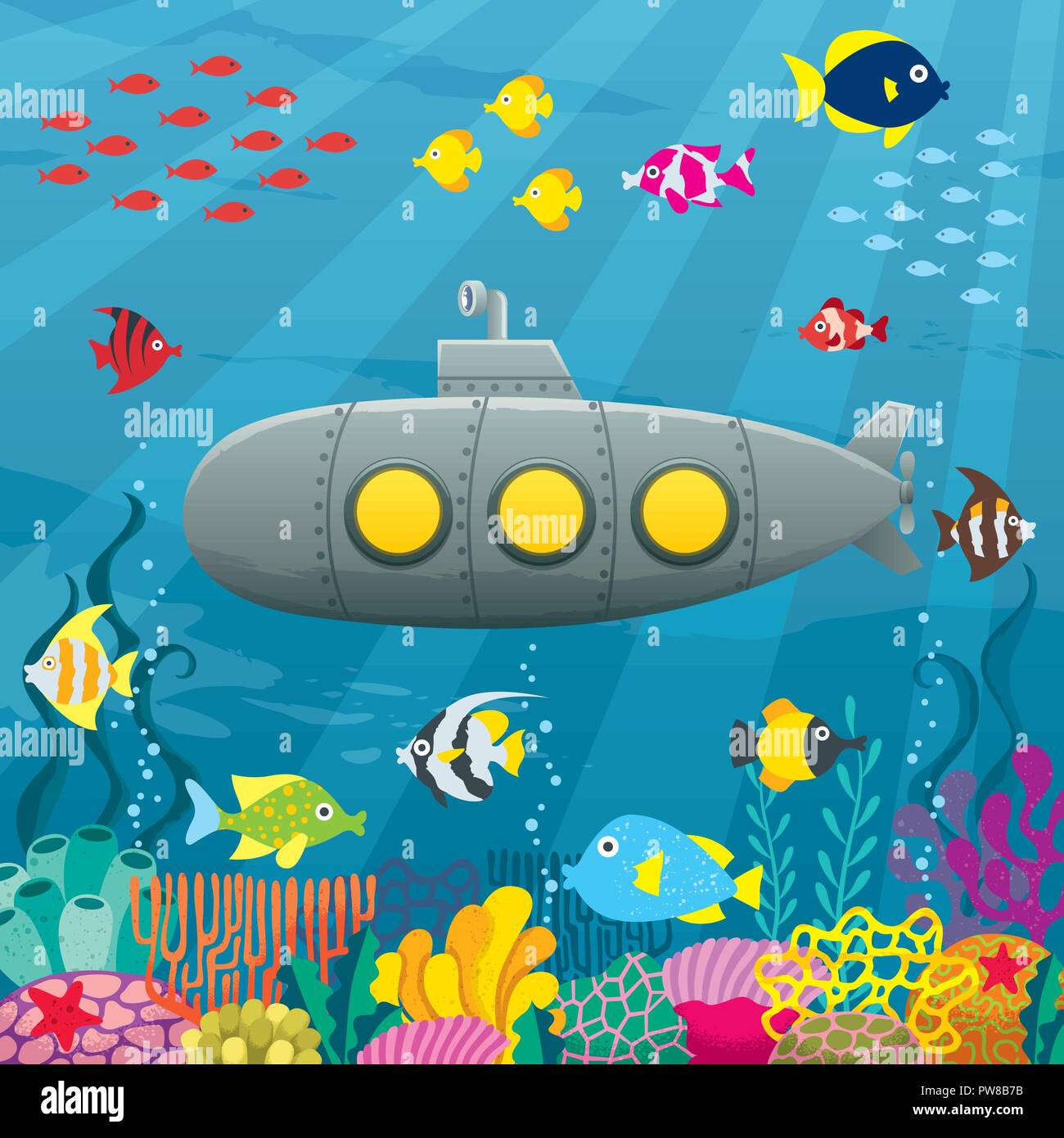 U-Boot Cartoon Hintergrund Stock Vektor