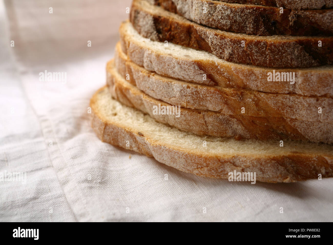 Stapel von Schnittbrot Stockfoto