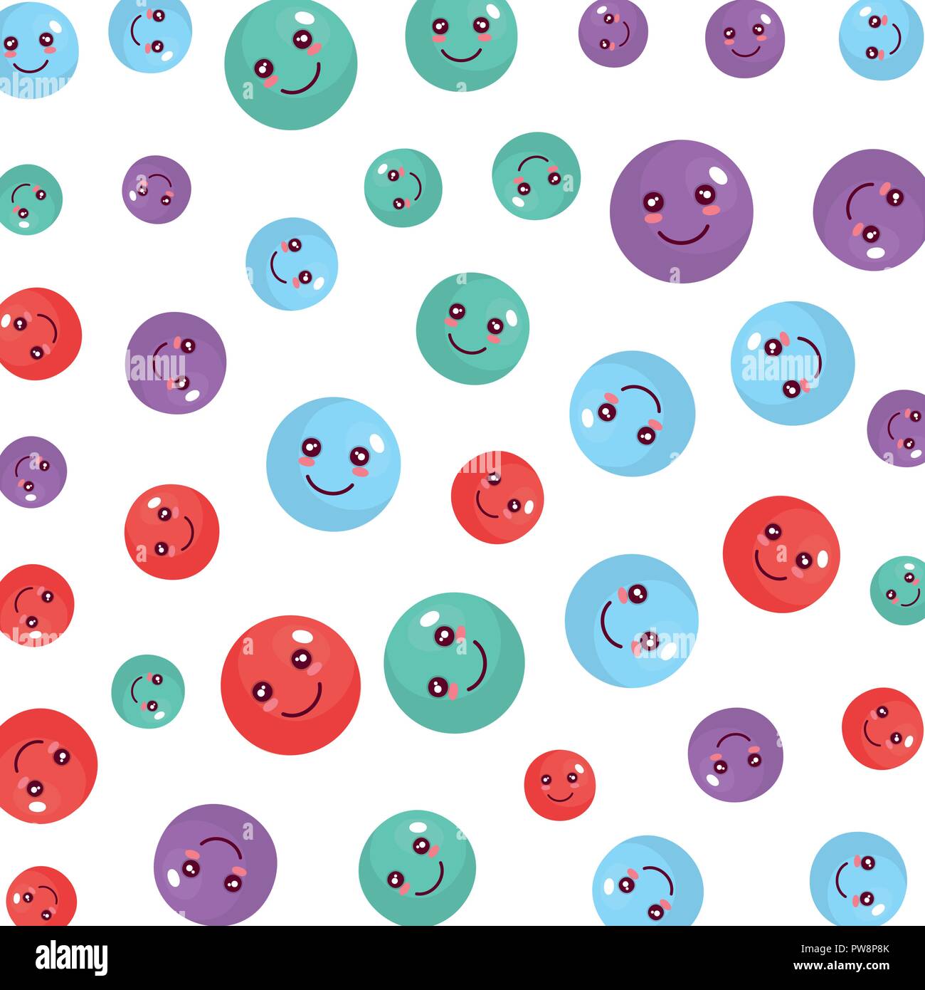 Kunststoff mit glücklichen Gesichtern Muster Vector Illustration Design Stock Vektor