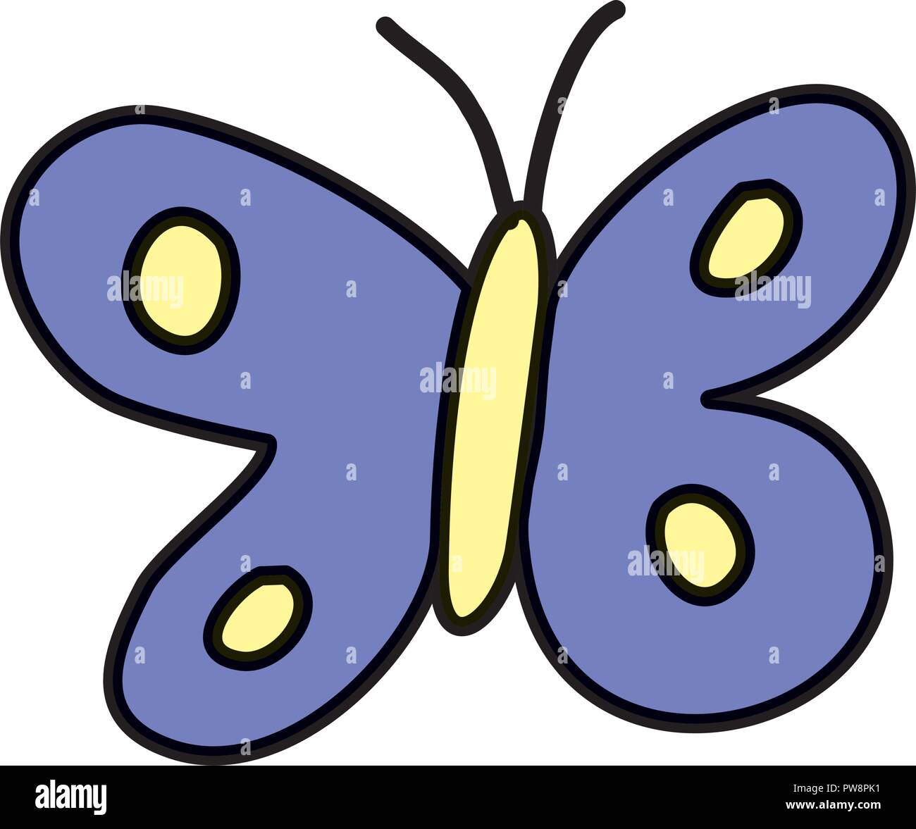 Cute Butterfly Zeichnung Symbol Stock Vektor