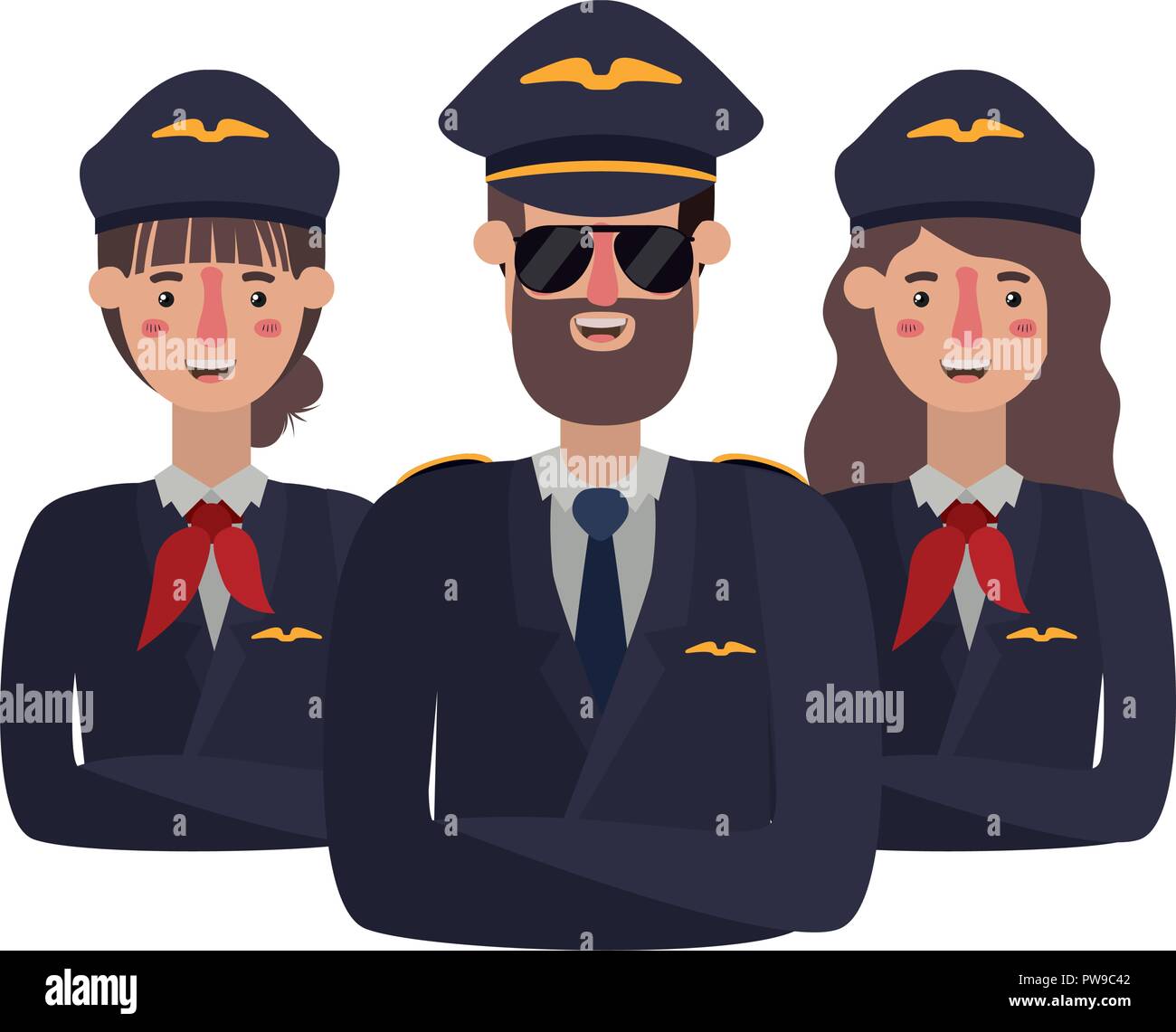 Gruppe von Piloten avatar Charakter Stock Vektor
