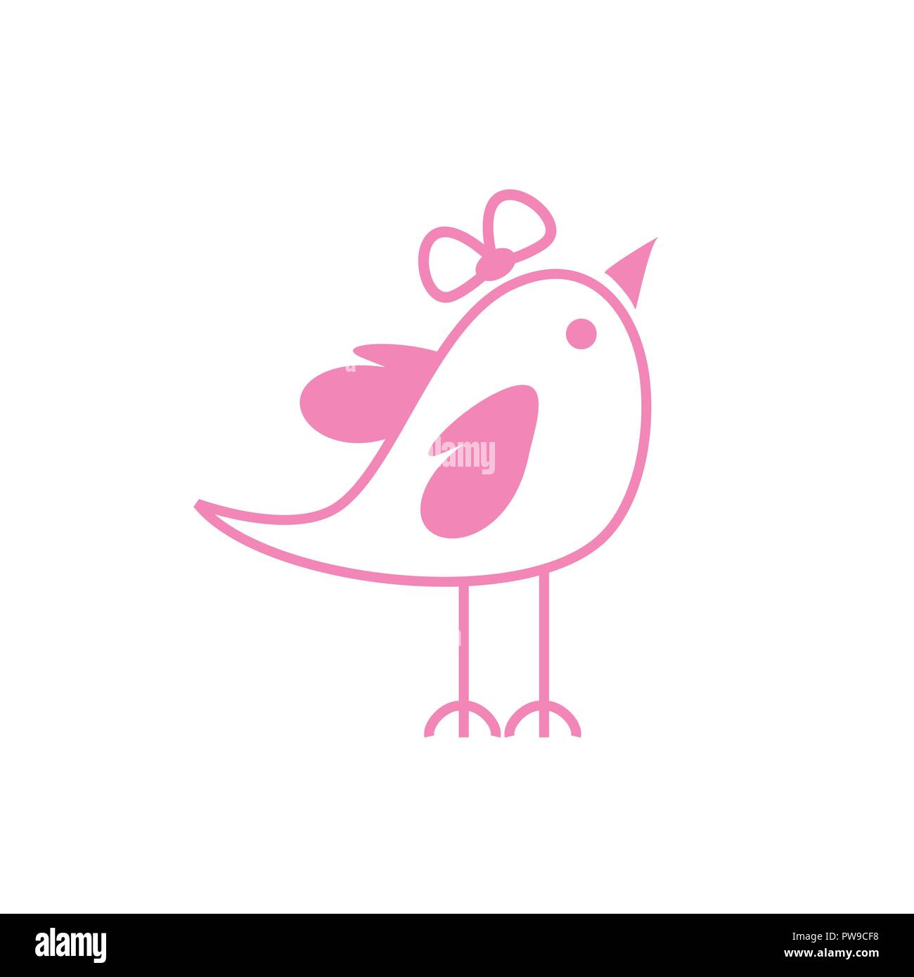 Cute Glücklich weibliche Vogel rosa gefärbte Vektor Symbol Charakter Grafik Design Stock Vektor
