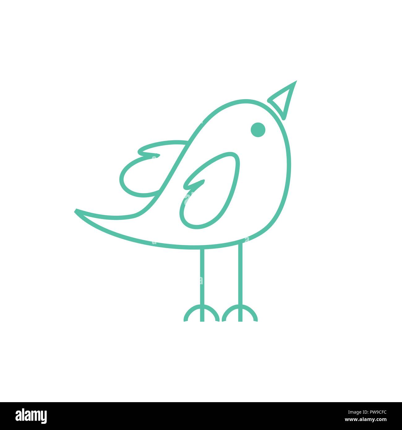 Cute Glücklich männliche Vogel Tosca Grüne Vektor Symbol Charakter Grafik Design Stock Vektor