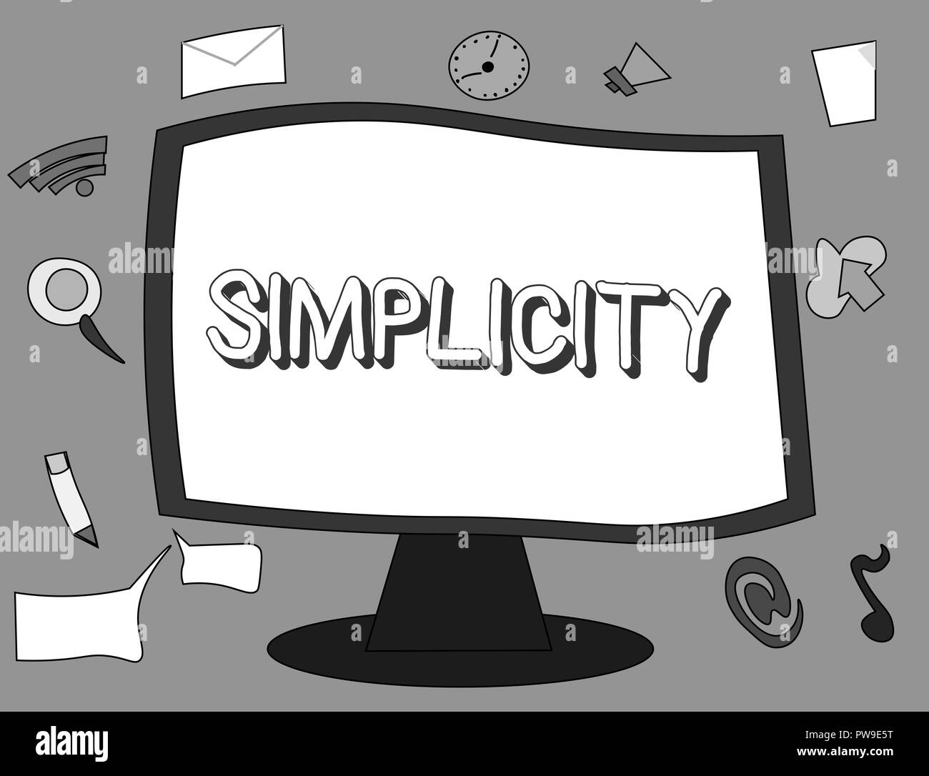 Wort schreiben Text Einfachheit. Business Konzept für Qualität oder Zustand des Seins einfach zu verstehen oder zu tun. Stockfoto