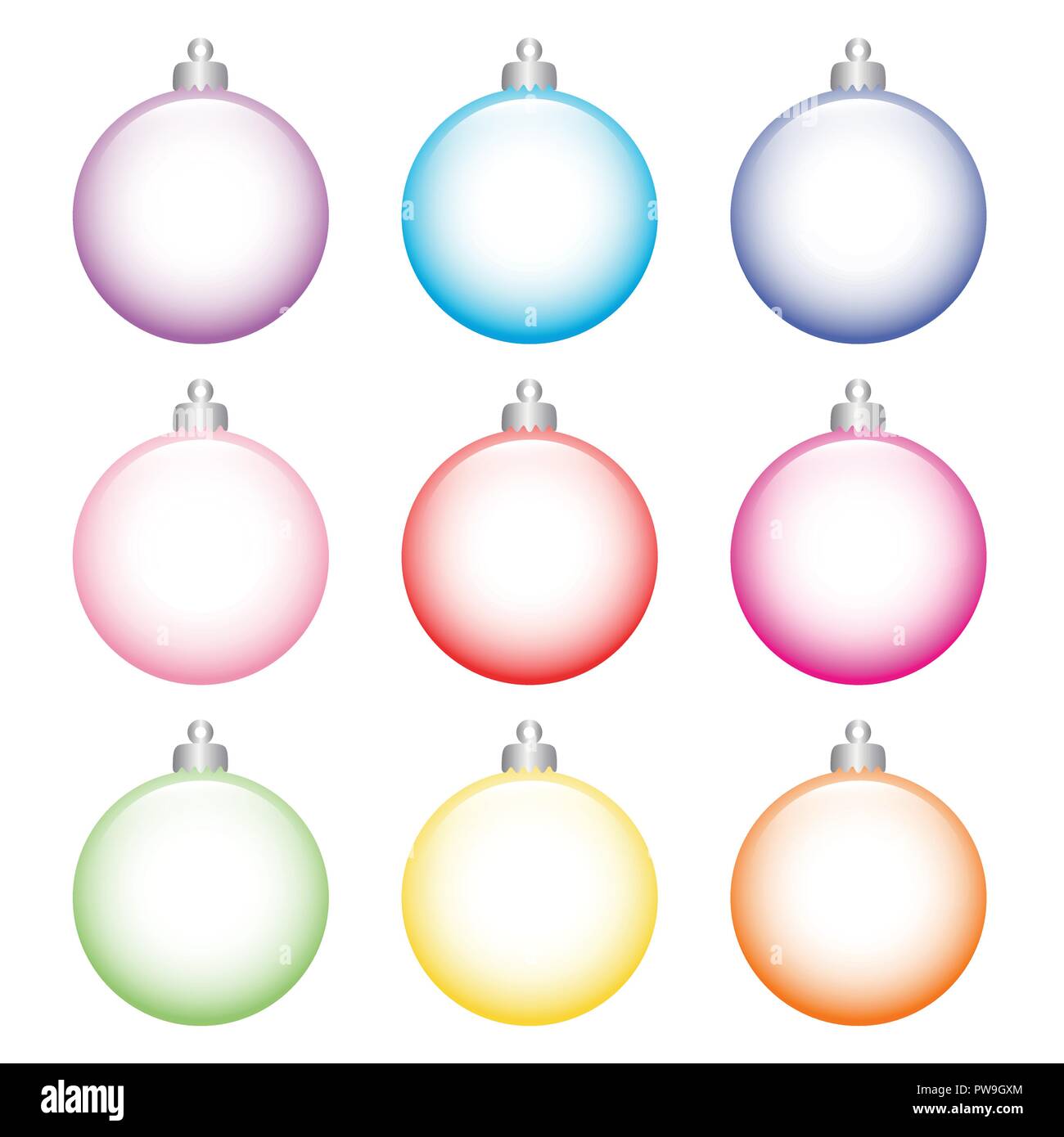 Set aus bunten Christbaum Kugeln aus Glas auf weißem Hintergrund Vektor-illustration EPS 10. Stock Vektor