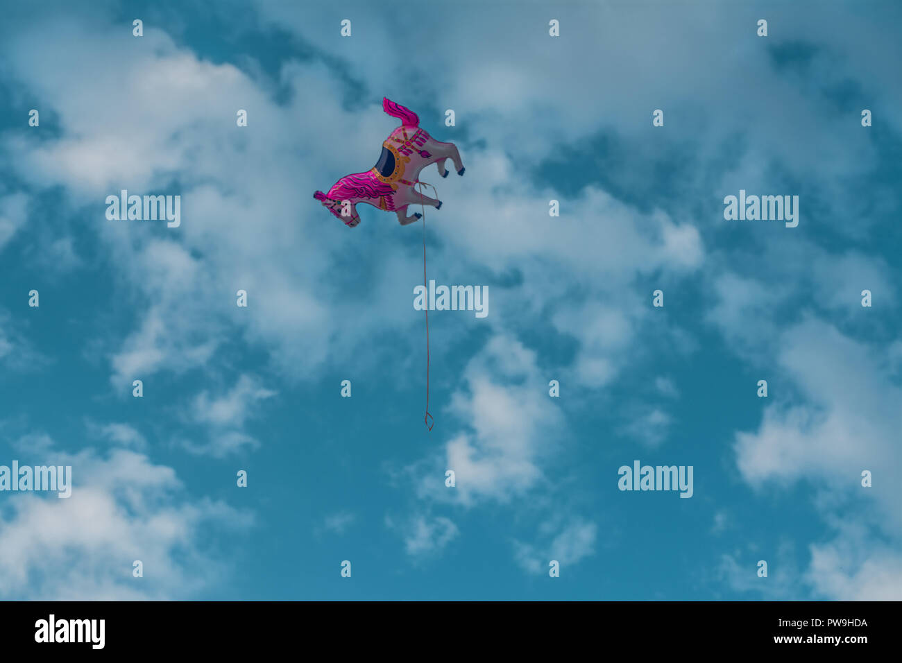 Einsame Einhorn Ballon am Himmel Stockfoto