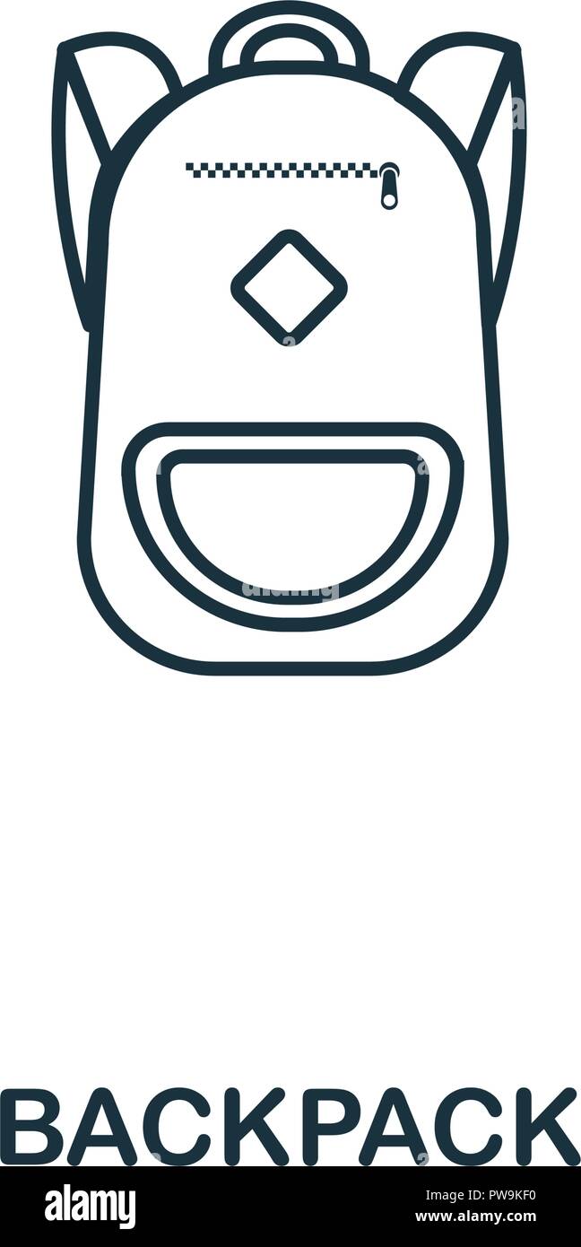 Rucksack Umrisse Symbol. Kreative Gestaltung von Schule. Premium Rucksack Umrisse Symbol. Für Webdesign, Anwendungen, Software und Drucken. Stock Vektor