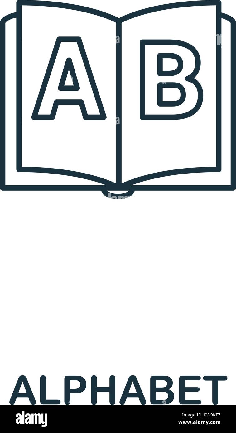 Alphabet Umrisse Symbol. Kreative Gestaltung von Schule. Premium alphabet Umrisse Symbol. Für Webdesign, Anwendungen, Software und Drucken. Stock Vektor