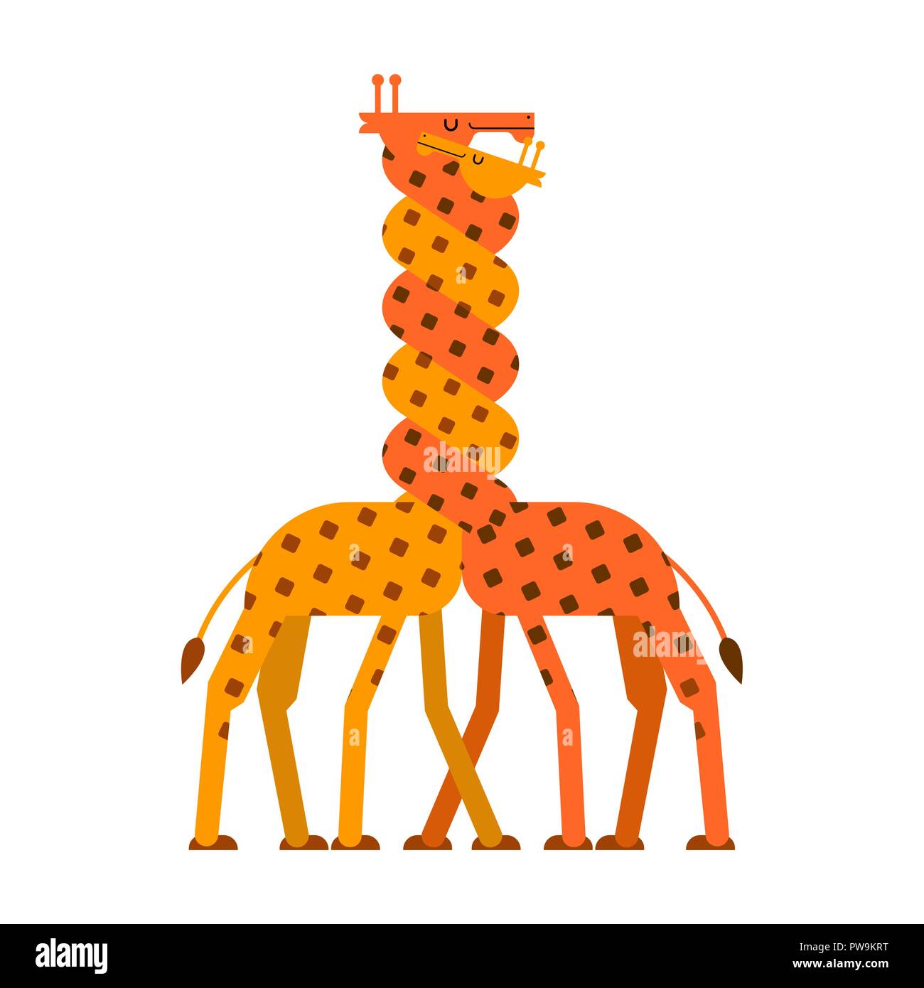 Giraffe Liebe. Twisted Neck zwei Giraffen. Vektor Tiere Stock Vektor