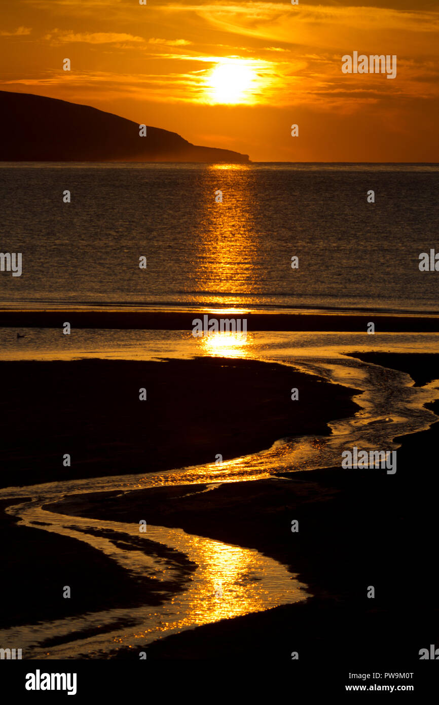 Sonnenuntergang bei Evie Sands, Orkney Stockfoto
