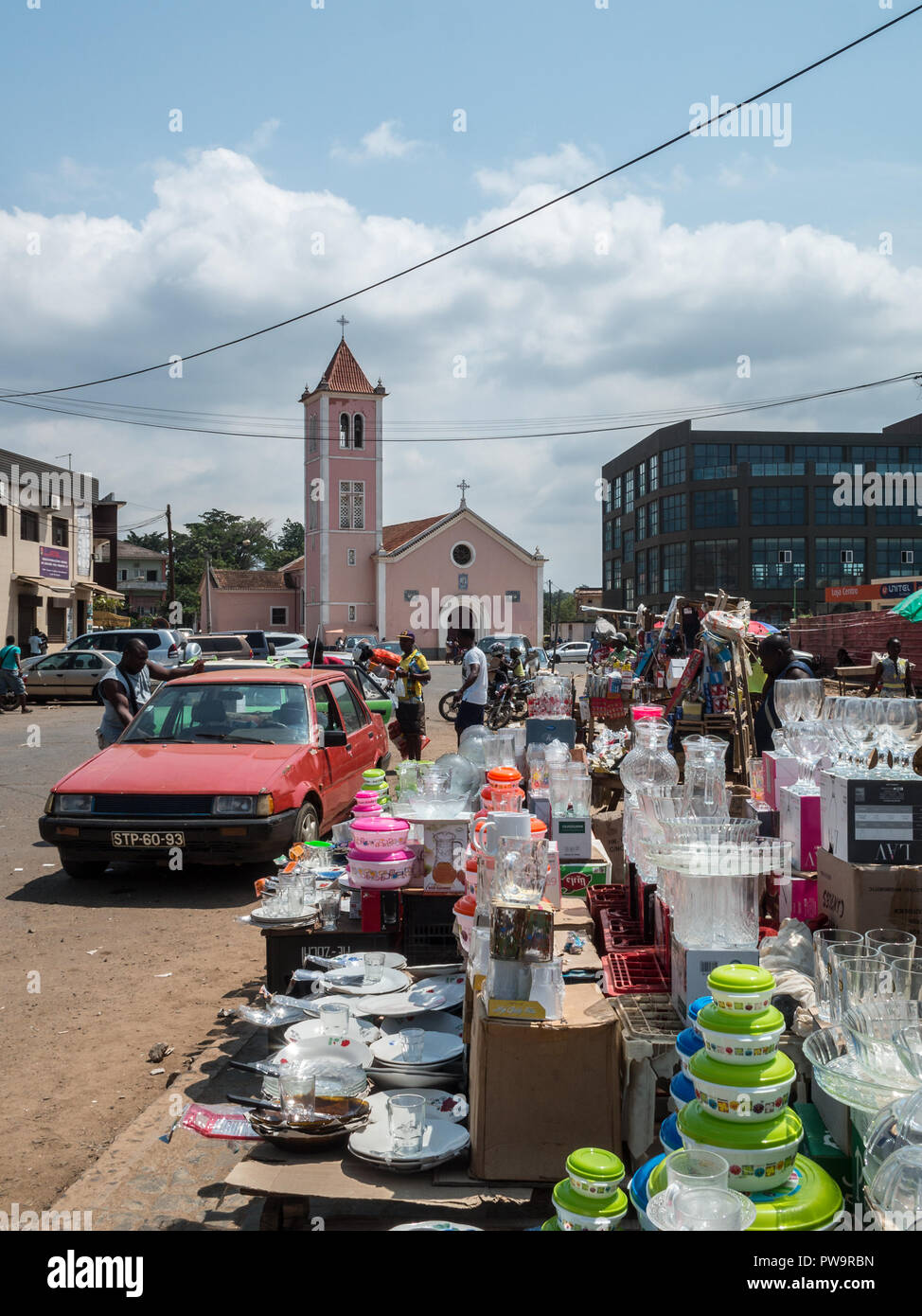 Street Market in São Tomé Stockfoto