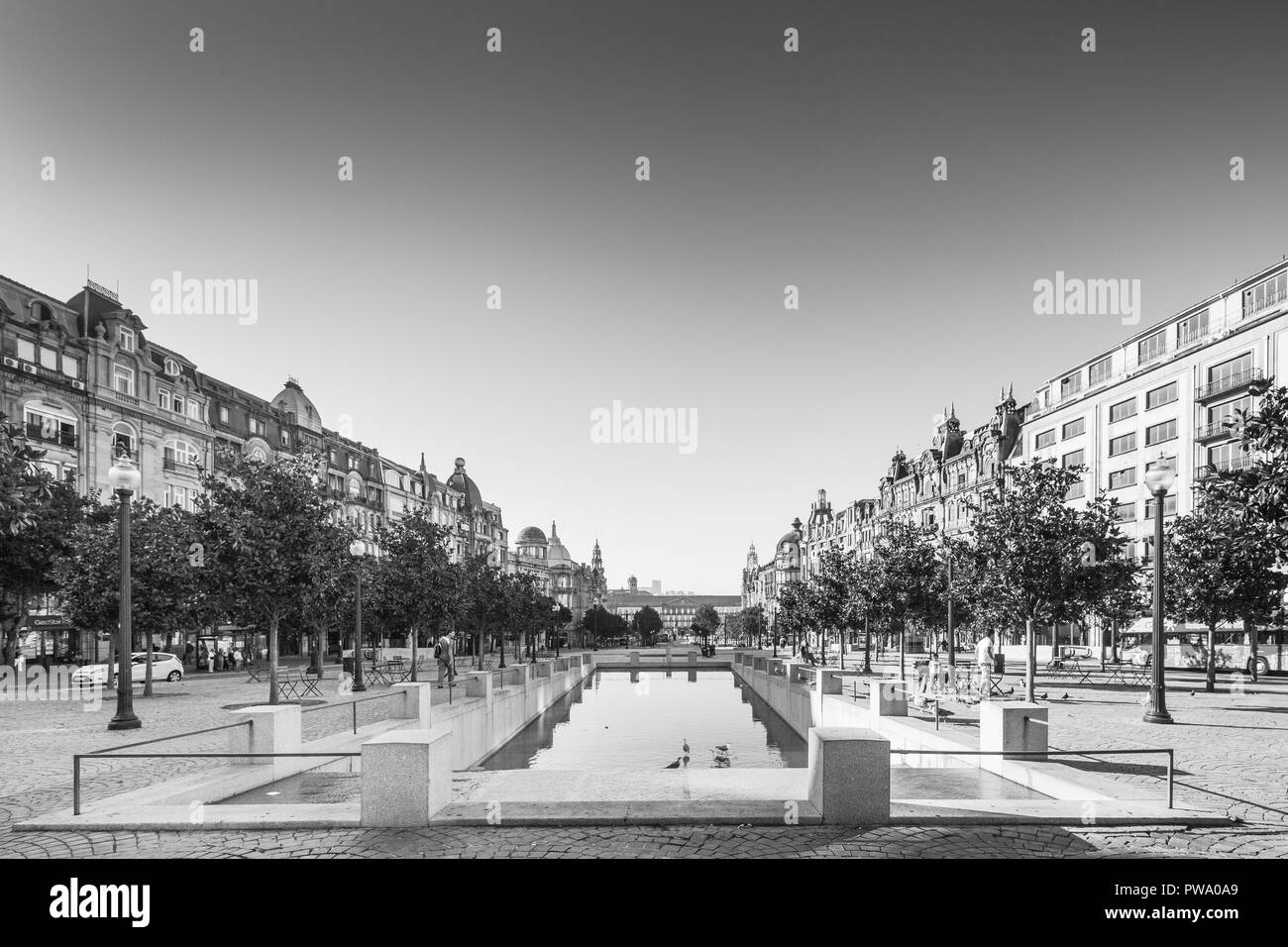 Stadt Porto, Portugal - Schwarz und Weiß Stockfoto