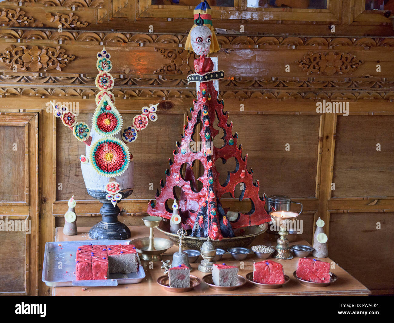 Tibetisch-buddhistische Mandala, Diskit Kloster, Nubra Valley, Ladakh, Indien Stockfoto