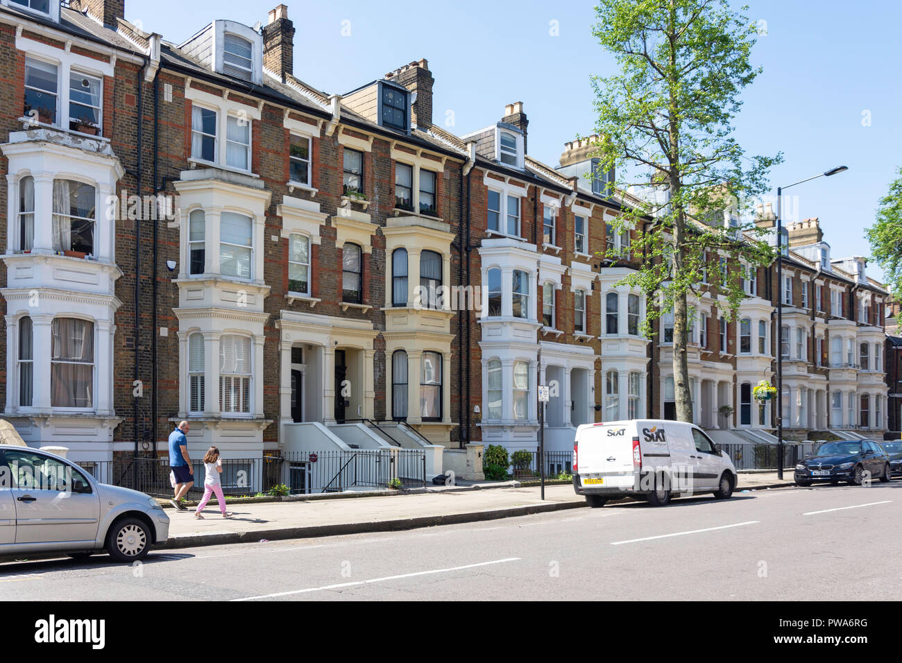Viktorianischen Reihenhäusern, Randolph Avenue, Maida Vale, Westminster, London, England, Vereinigtes Königreich Stockfoto