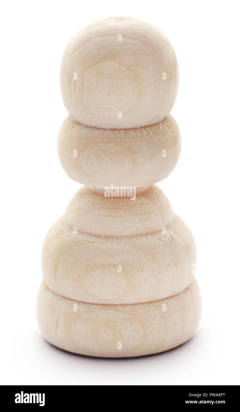 Holz- Spielball für Schach Spiel auf weißem Hintergrund Stockfoto