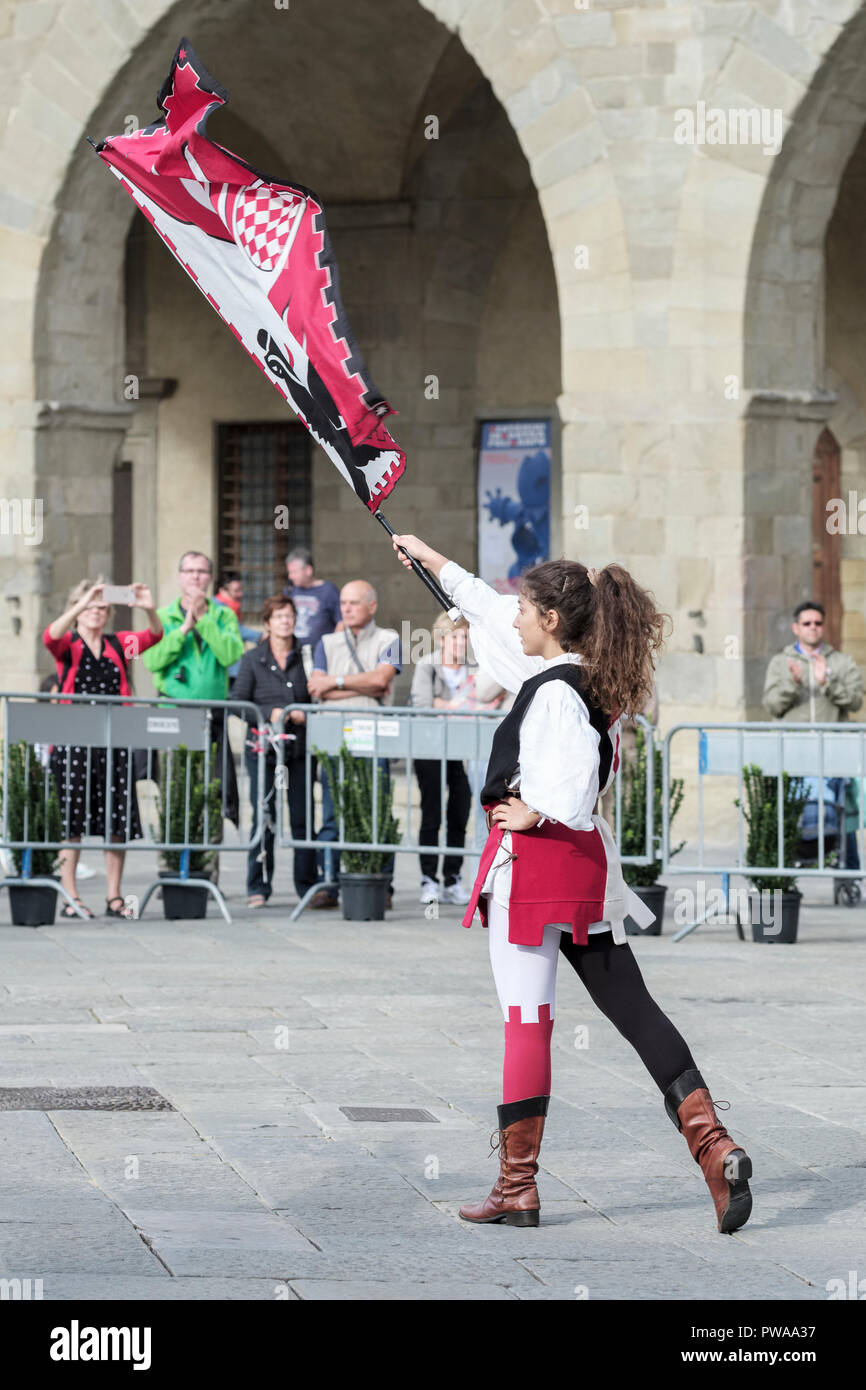 Historische Reenactment, Pistoia Capitale Culturale D'Italia, der Piazza del Duomo, der Domplatz, Altstadt von Pistoia, Toskana, Italien, Europa, Stockfoto