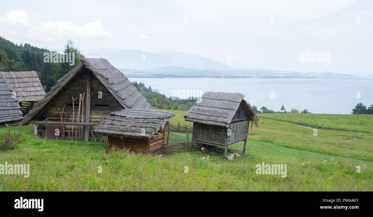 Die traditionellen Holzhütten Stockfoto