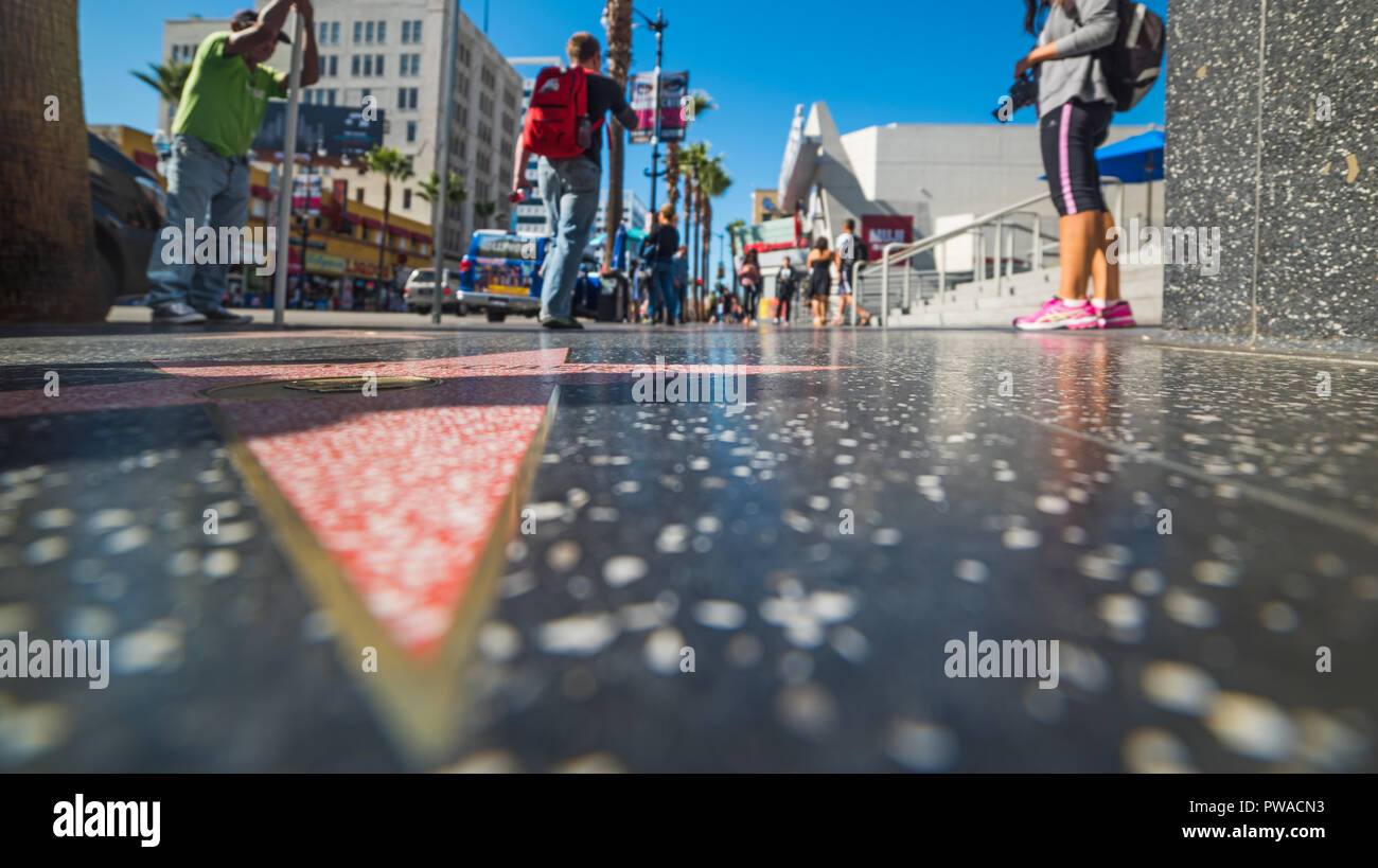 Los Angeles, CA, USA - November 02, 2016: Walk of Fame Sterne in Hollywood Boulevard Stockfoto
