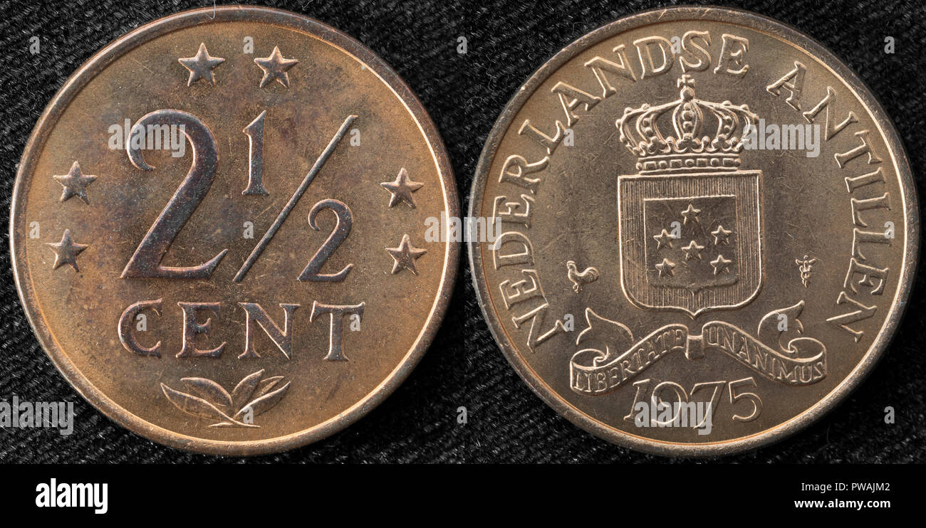 2,5 Cent Münze, Niederländische Antillen, 1975 Stockfoto