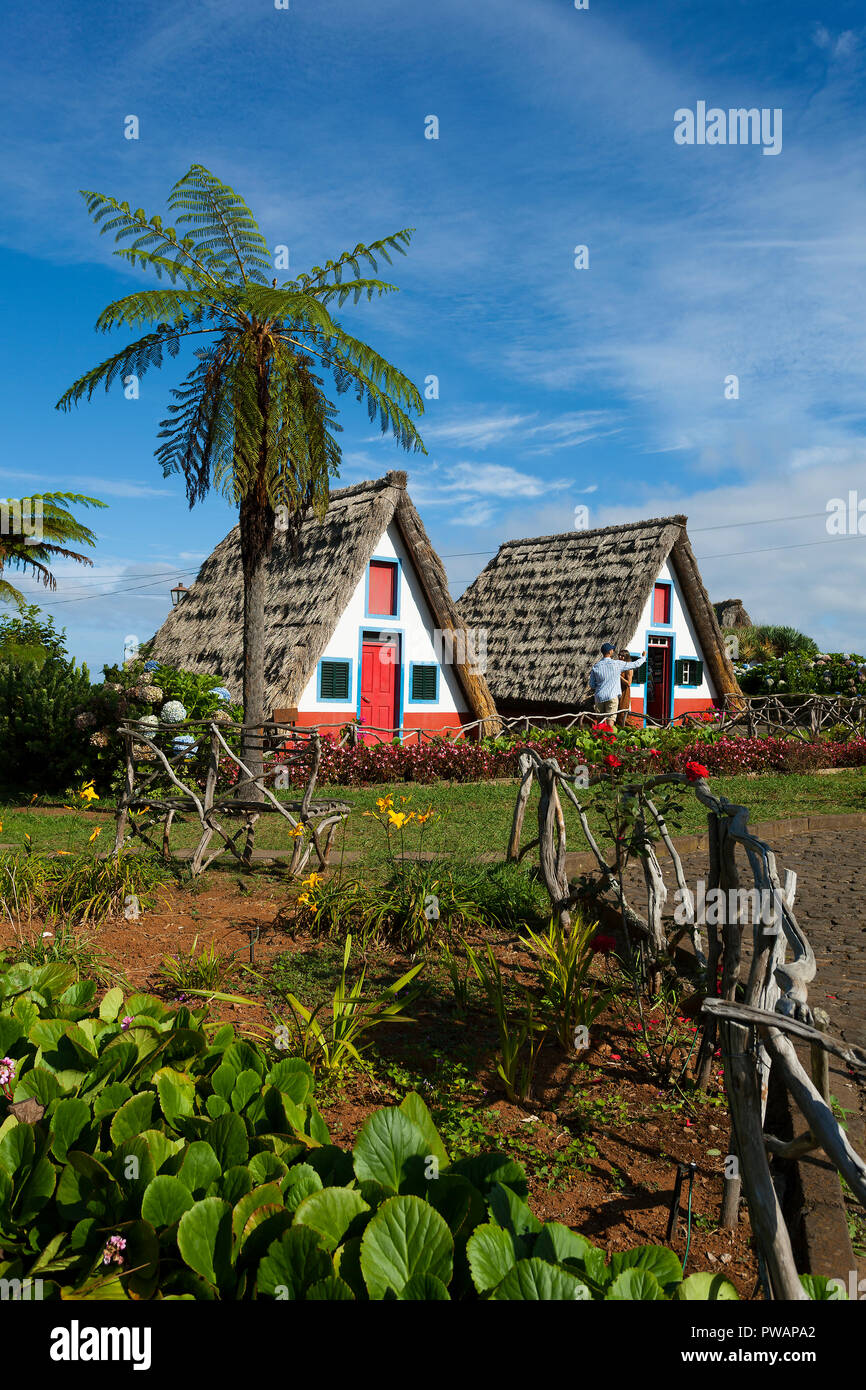 Traditionelle Madeira bei Santana, Madeira, Portugal. Stockfoto