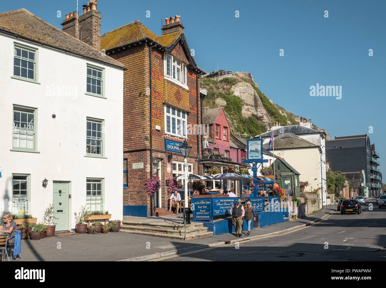 Rock-a-Nore Road, Old Town, Hastings, East Sussex, Großbritannien Stockfoto