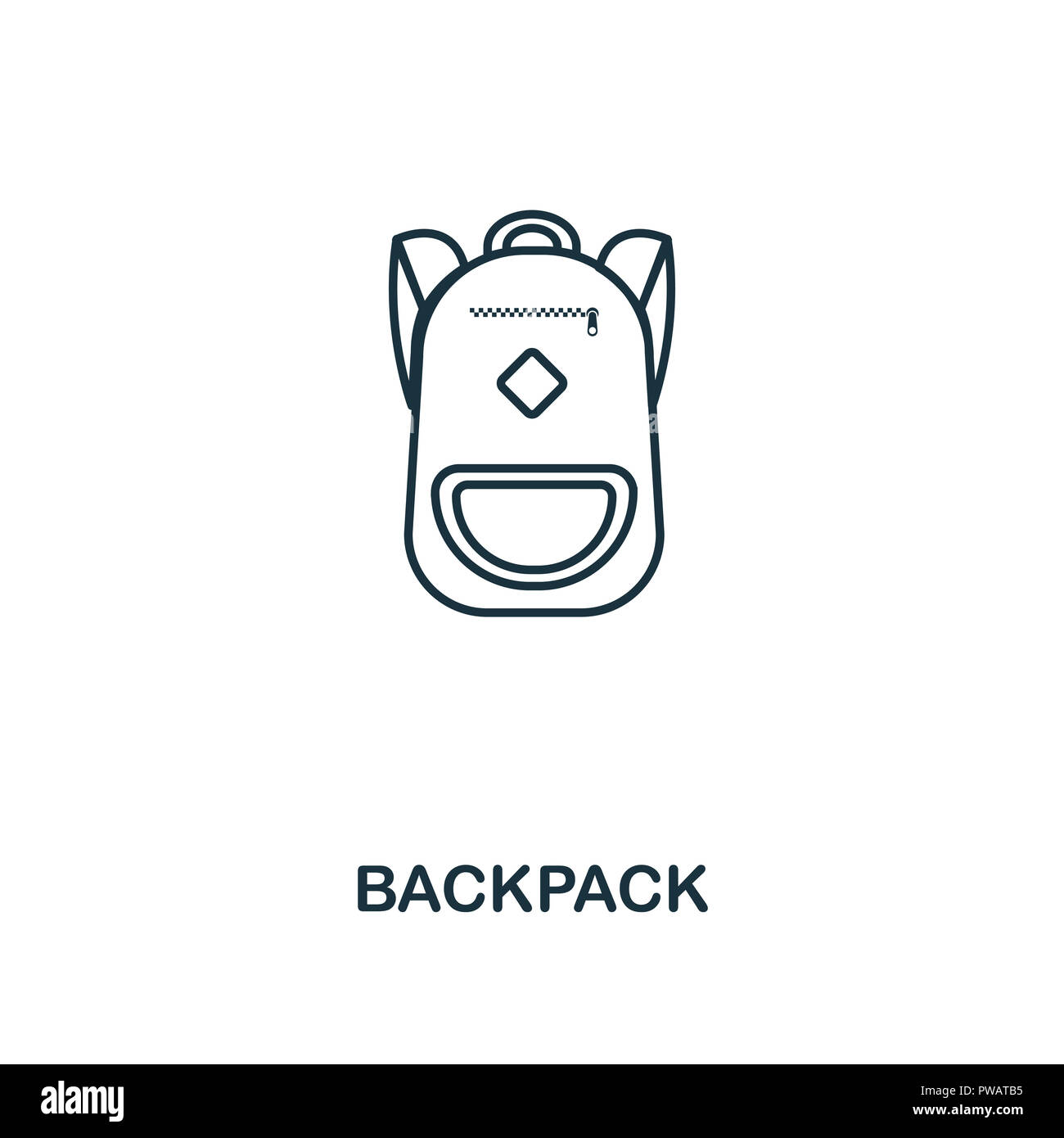 Rucksack Umrisse Symbol. Kreative Gestaltung von Schule. Premium Rucksack Umrisse Symbol. Für Web Design und Druck. Stockfoto