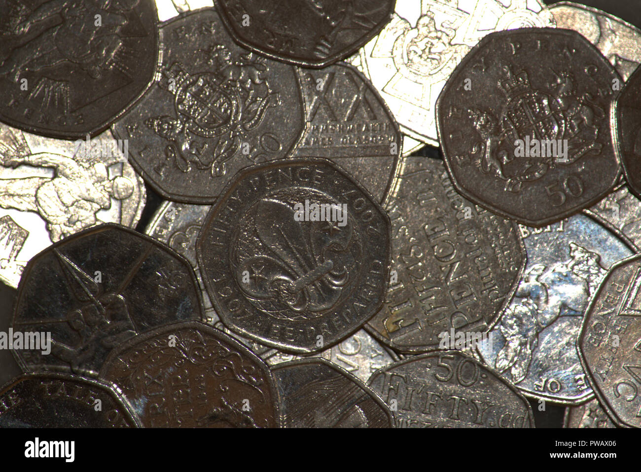 Commemorative Britischen 50 Pence coinscurrency Stockfoto