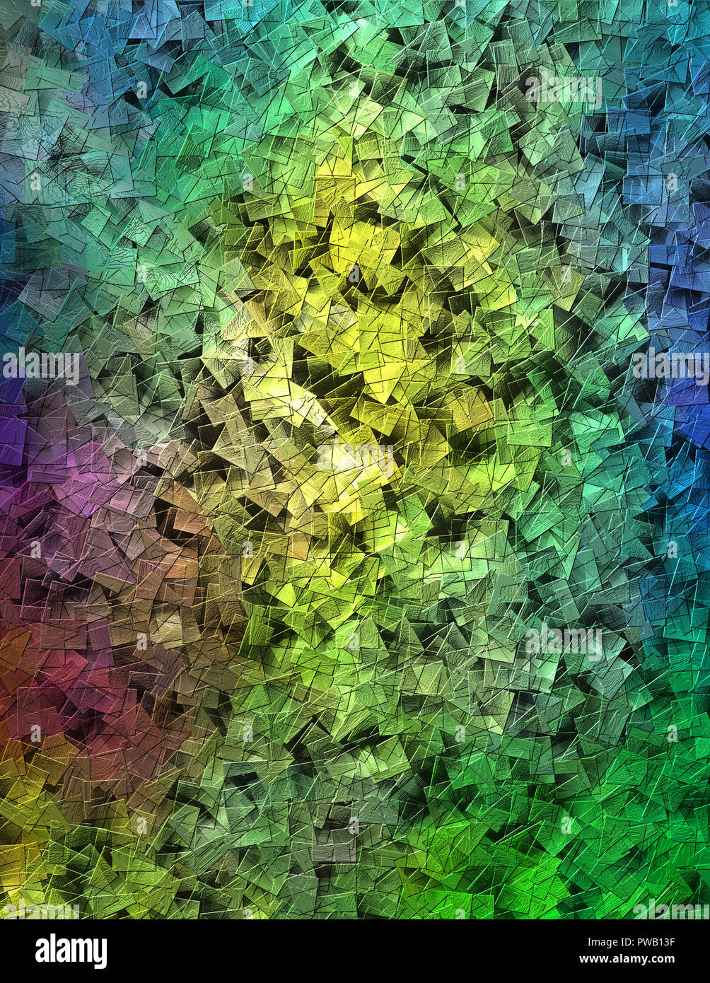 Abstrakte geometrische Muster. Überlappende Quadrate in buntes Licht Stockfoto