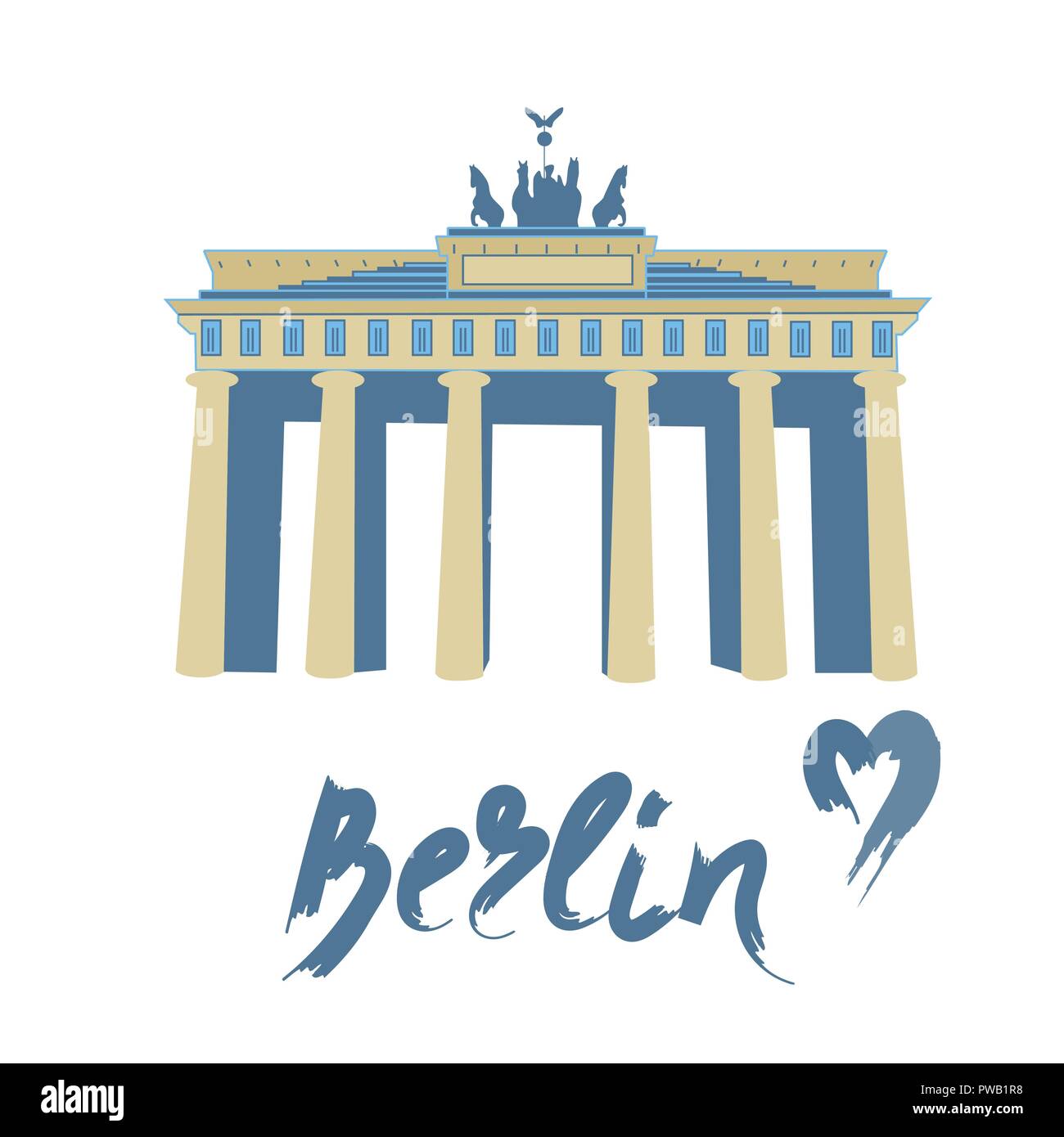 Brandenburger Tor isoliert auf weißem Hintergrund. Berlin City Symbol für Ihr Design. Stock Vektor
