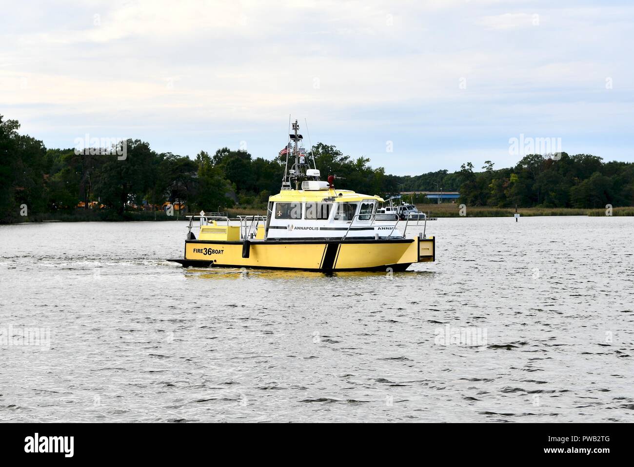 Brand Schiff in der Chesapeake Bay Stockfoto