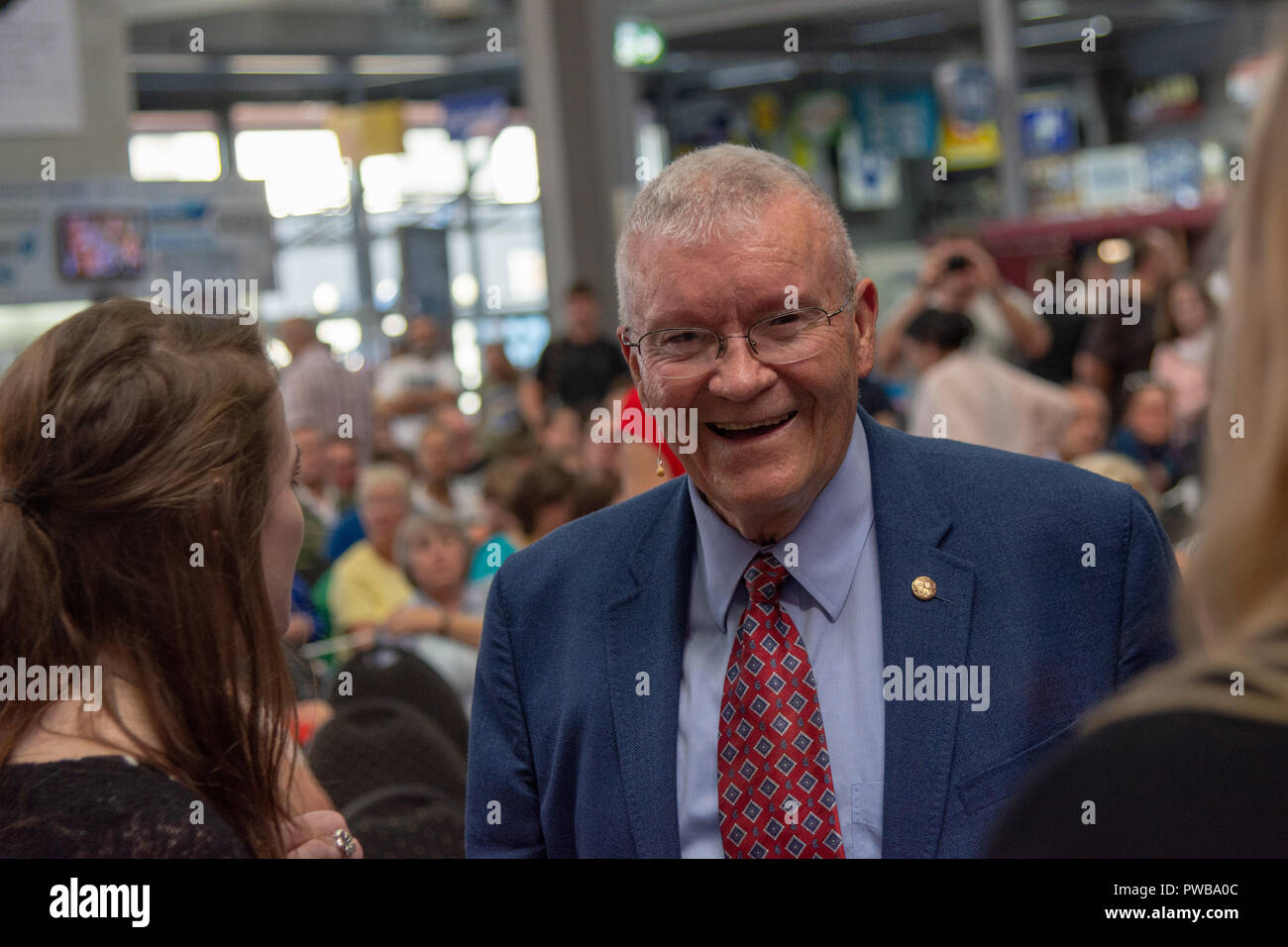 SPEYER, Deutschland - 14. Oktober 2018: Fred Haise an Raumfahrt Tag, feiert das 10-jährige Jubiläum von Europas größter Raum Ausstellung Credit: Markus Wissmann/Alamy leben Nachrichten Stockfoto