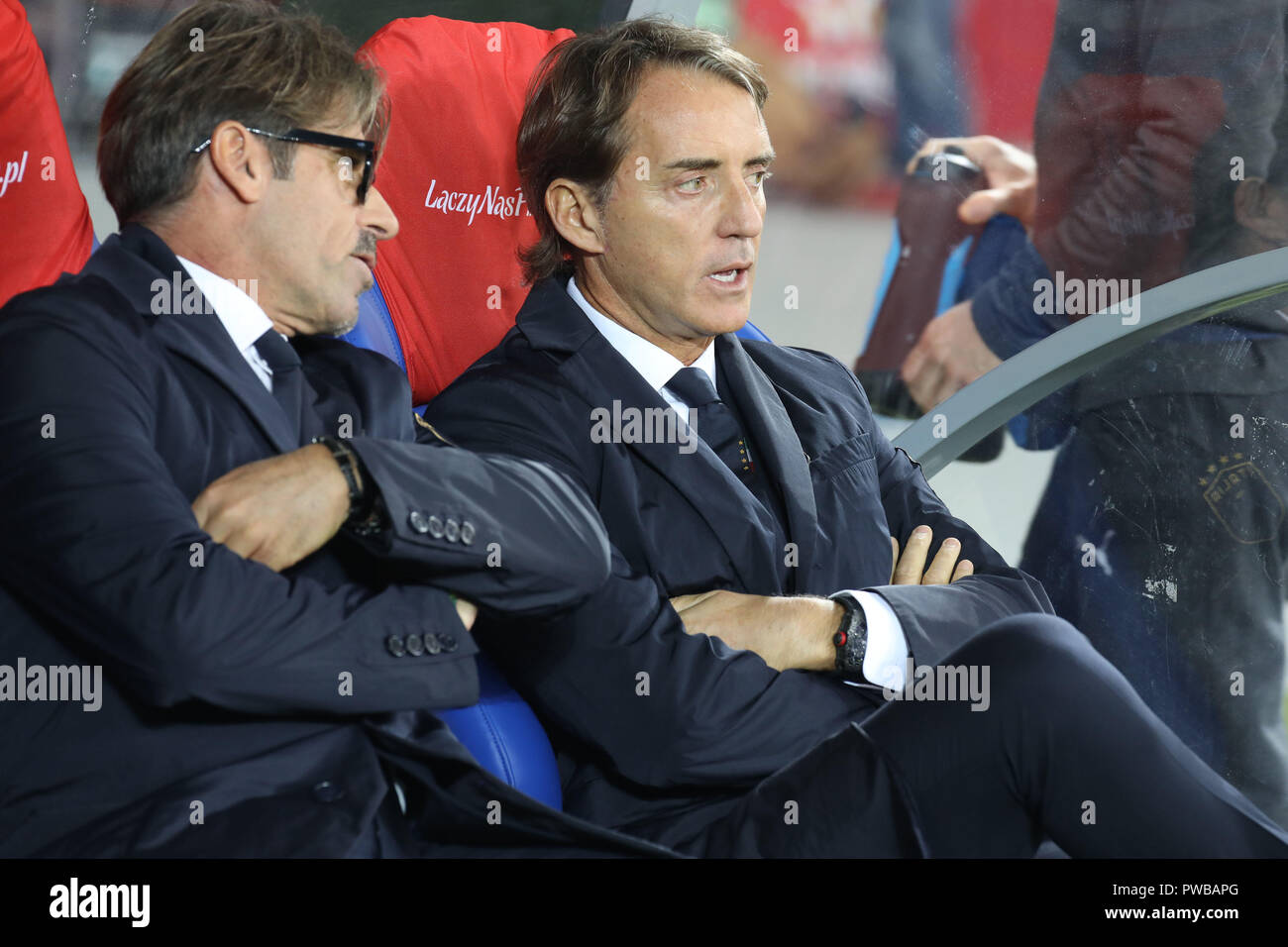 CHORZOW, Polen - 14. OKTOBER 2018: UEFA Nationen Liga 2019: Polen - Italien o/p Roberto Mancini Credit: Marcin Kadziolka/Alamy leben Nachrichten Stockfoto