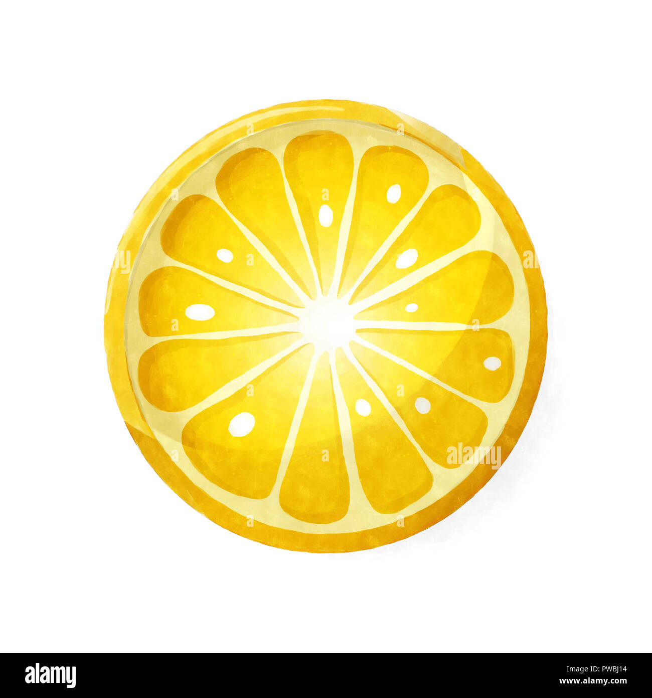 Aquarell Zitronen Schicht über weißen Hintergrund Stockfoto