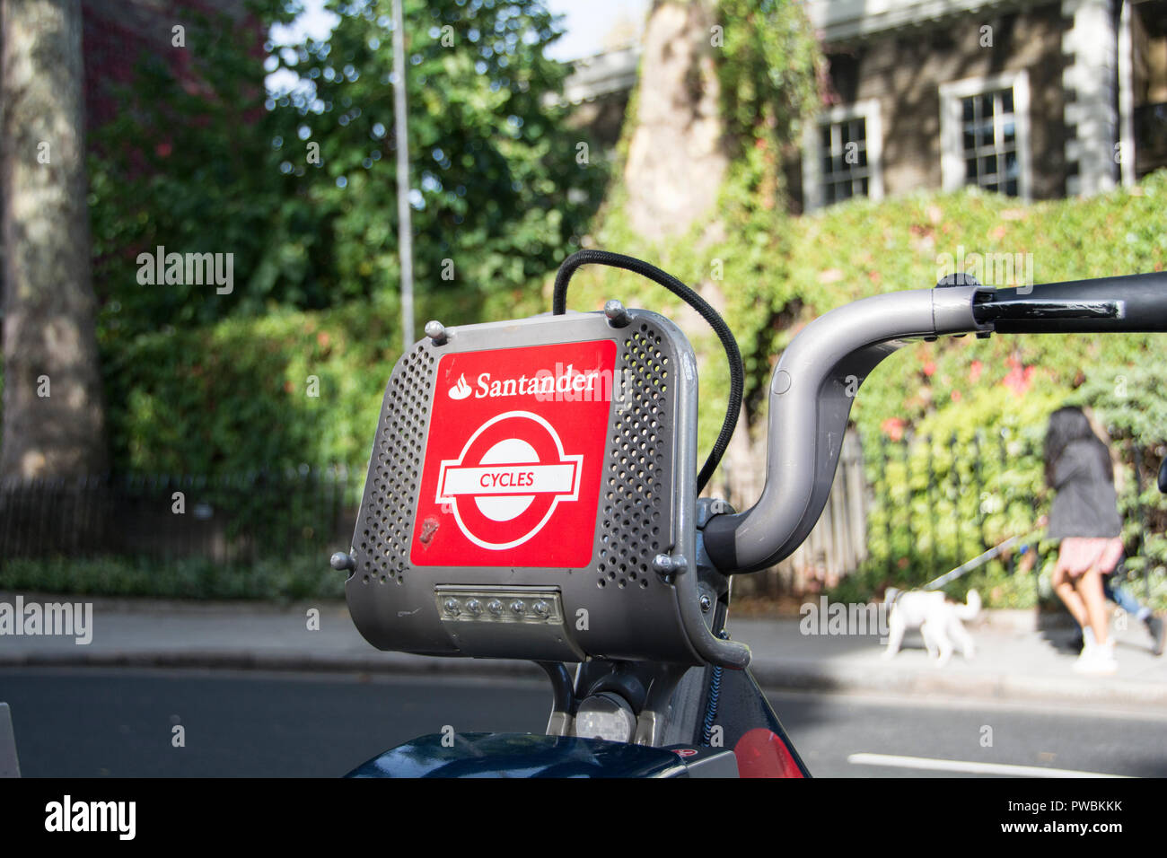 Santander Zyklen - einen öffentlichen Fahrradverleih in LOndon, Großbritannien Stockfoto