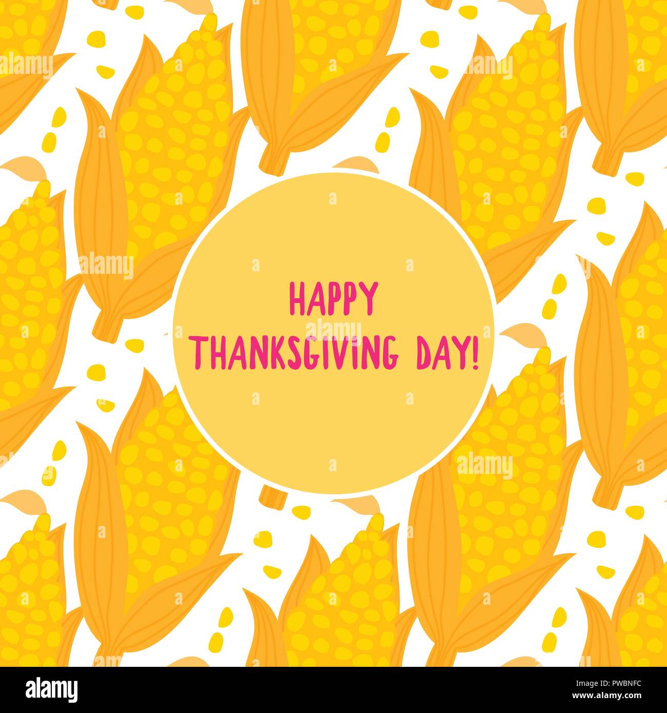 Happy Thanksgiving Day Karte. Cartoon Ähre, nahtlose Muster. Vector Abbildung: auf weißem Hintergrund. Stock Vektor