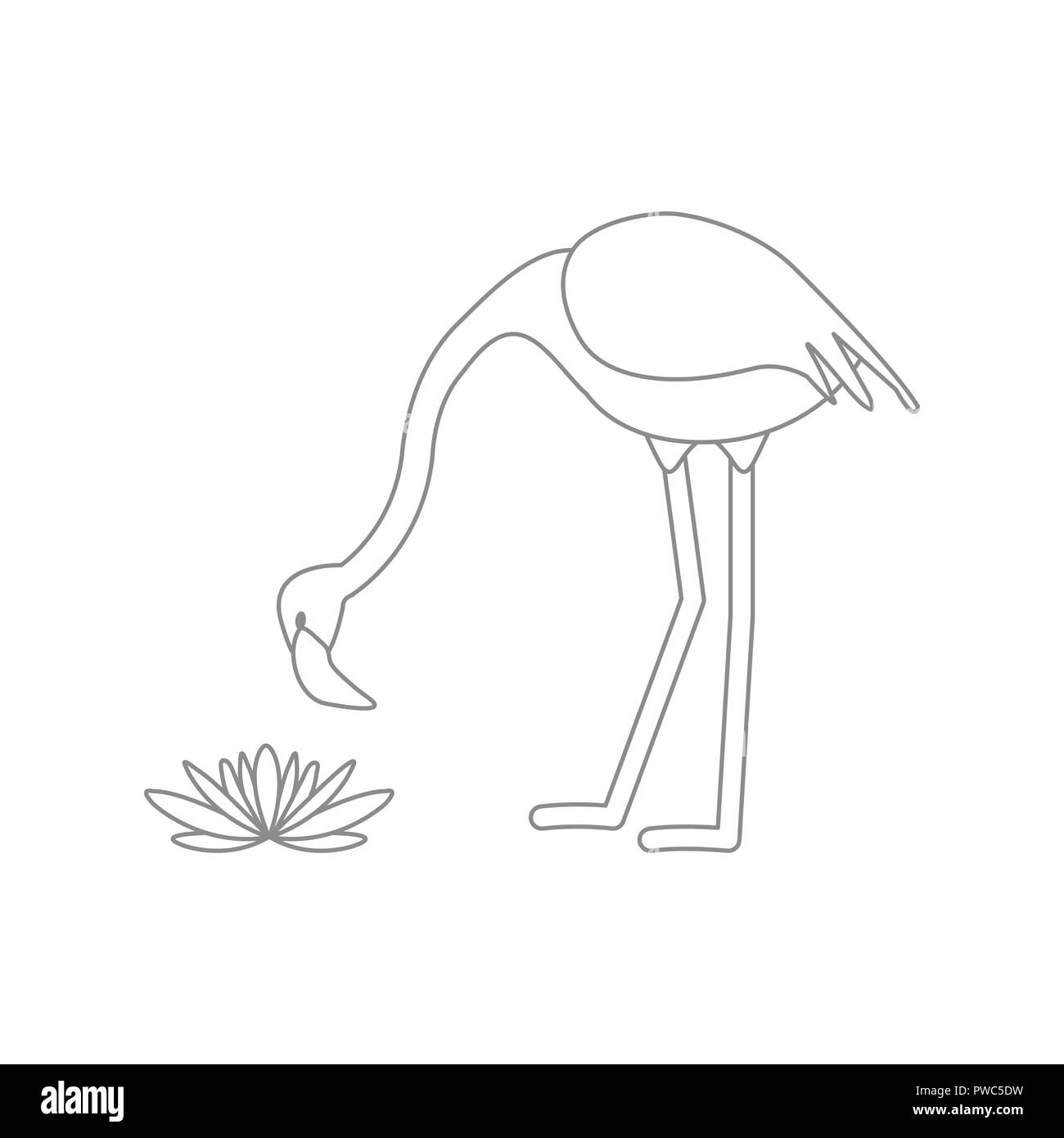 Vector Illustration mit Flamingo Vogel und Seerosen Blumen. Design für Poster oder Drucken. Stock Vektor