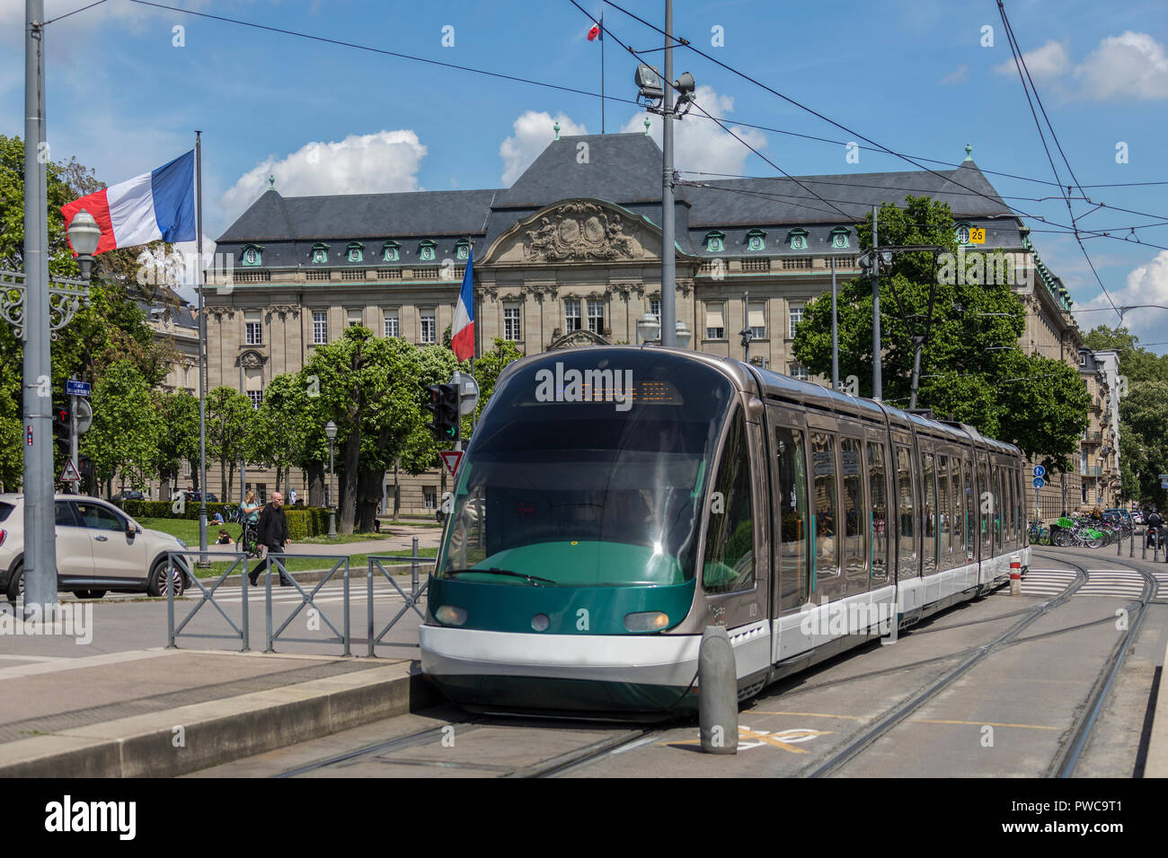Öffentliche Verkehrsmittel Tram System in der Stadt Straßburg im Elsass in Frankreich. Stockfoto