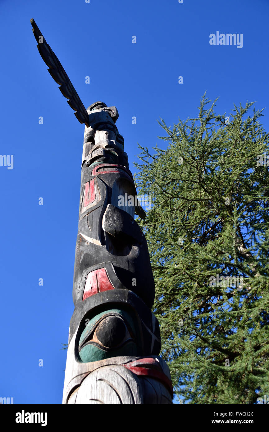 West Coast Totem Pole. Stockfoto