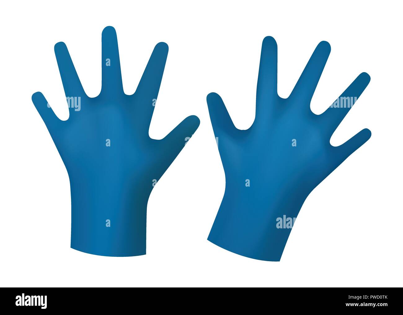 Blau Gummi Handschuhe. Sichere Reinigung. Berufsbekleidung Vector Illustration Stock Vektor