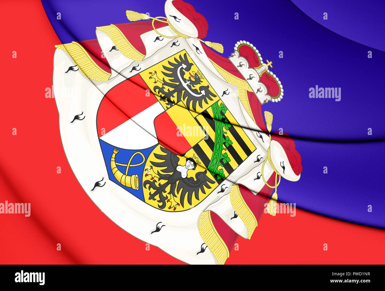 3D-Markierung von und zu Liechtenstein. 3D-Darstellung. Stockfoto