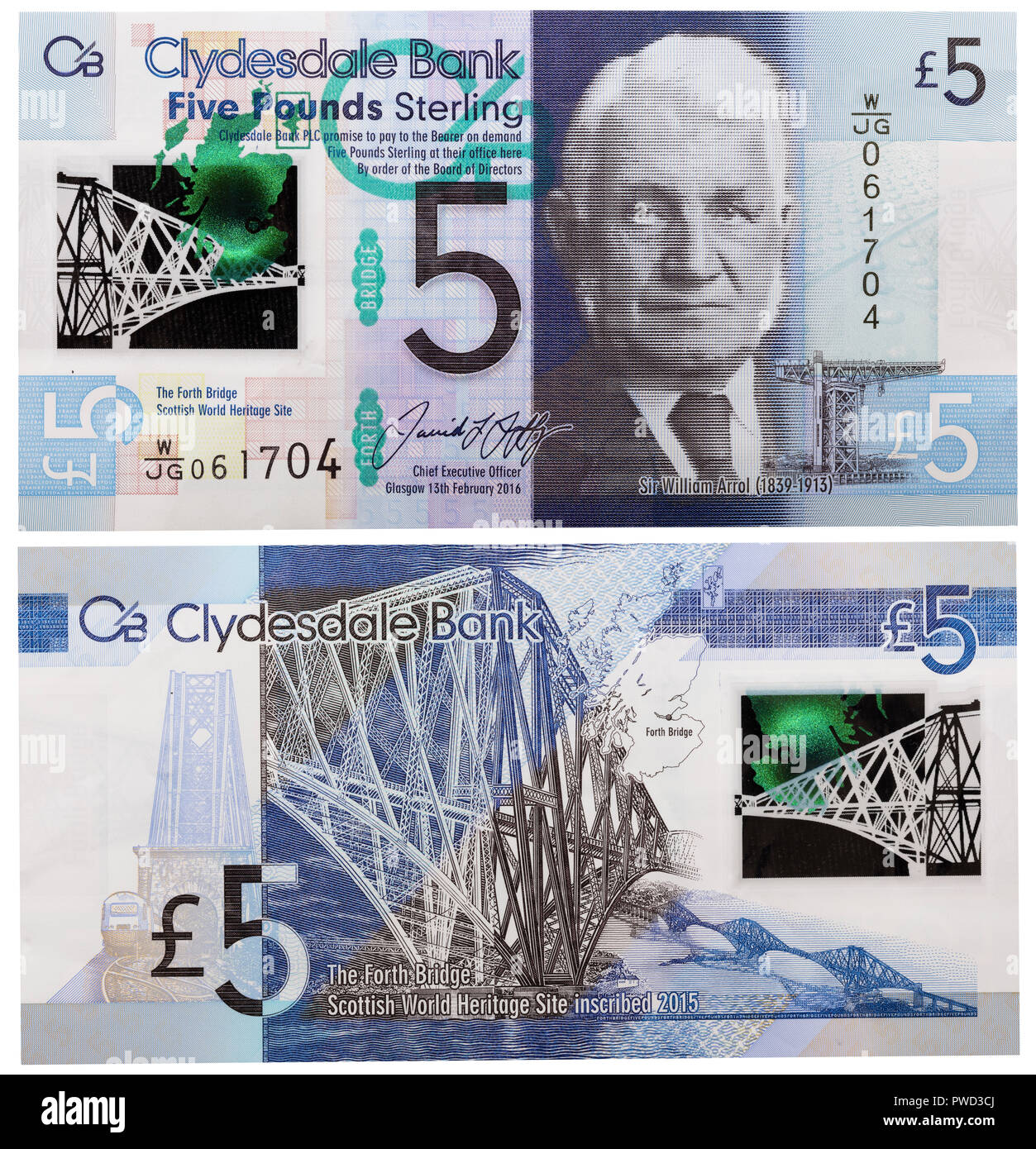 5 pfund Banknote, William Arrol, Schottland, 2016 Stockfoto