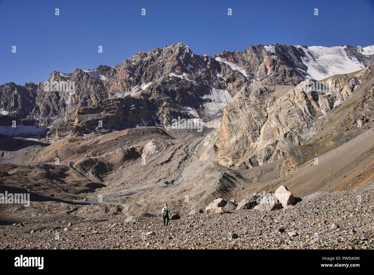 Trekking in der Chimtarga Pass, Fann Mountains, Tadschikistan Stockfoto