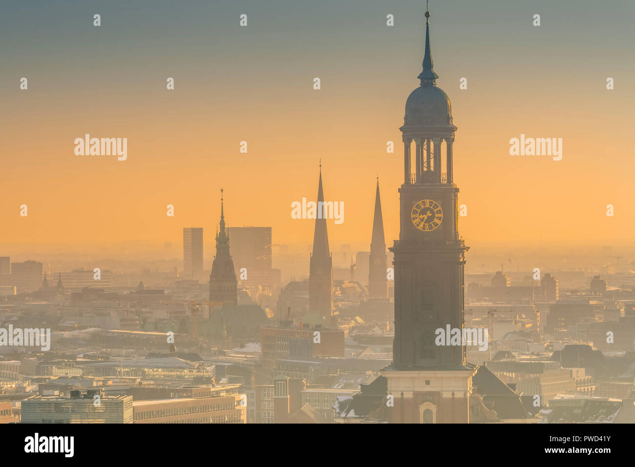 Deutschland, Hamburg, Innenstadt, Skyline, Michel, St. Michaelis,, Kirchen Stockfoto
